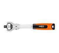 NEO TOOLS Ratchet Wrench with 72 Teeth for 5° Rotation Angle, Socket Wrench Made of CRV and CrMo Steel, 360° Rotating Head, Available in 3 Versions 1/4", 3/8", 1/2"