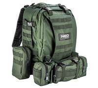NEO TOOLS Survival Backpack 84-326, Capacity 40 Litres, 4-in-1, Colour Dark Green, Adjustable Side Straps, 2 Pockets, Polyester 600D