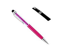 Neo + Touchscreen input pen and ballpoint pen with Swarovski crystals, 2-in-1 function, with 2 replacement mines. FUSIA