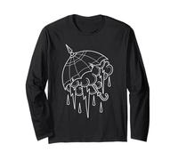 Neo Traditional Umbrella with Thunderstorm Outline Tattoo Long Sleeve T-Shirt
