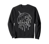 Neo Traditional Umbrella with Thunderstorm Outline Tattoo Sweatshirt