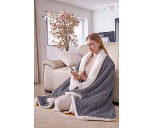 Neo Waffle Shaped Electric Blanket Heated Fleece Overblanket Throw Machine Washable Remote Timer Control Heat Settings | Size: 130 cm x 160 cm Neo Mid Grey 130 cm x 160 cm