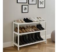 Neo White 3-Tier Bamboo Shoe Rack Stand Natural Wooden Shoe Storage Shelf For Hallway Bedroom Bathroom