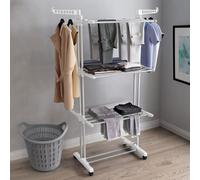 Neo White 4 Tier Clothes Horse Drying Rack Folding Side Wings Rail Stainless Steel Stand Laundry Garment