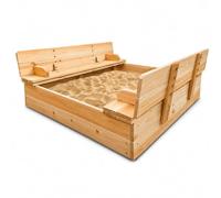 Neo Wooden Kids Sandbox Sandpit Folding Bench Seats Cover Outdoor Lid