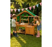 Neo Wooden Outdoor Mud Kitchen for Kids Working Sink Play Stove in Natural Neo Natural