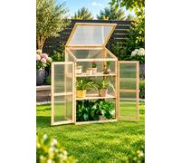 Neo Wooden Polycarbonate Growhouse Cold Frame Mini Greenhouse in Brown Neo Brown