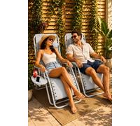 Neo Zero Gravity Recliner Garden Sun Loungers in Light Grey Neo Light Grey