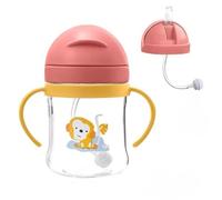 Neo10Ten Sippy Cup for 6+ Months, Leak-Proof Toddler Water Bottle with Straw, Toddler Cup BPA-Free Non Spill Water Bottle Kids Trainer with Handles, Ideal Baby/Toddler Drinking [Dark Pink, 250ml]