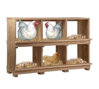 Neoaider Nesting Boxes for Chickens 6 Compartment, Wall-Mounted Wooden Chicken Nesting Box, Ensuring Comfortable Egg Laying, Preventing Egg Falls, Perfect for Backyard and Poultry Farms