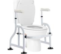 Neoaider Toilet Safety Rails with Adjustable Handrails, 350 Lbs Weight Capacity Metal Toilet Rails, Toilet Safety Frame for The Elderly, Pregnant Woman, Patient