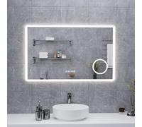 NeoArt Bathroom Mirror with Led Lights, 5mm High-Definition Silver Mirror, 3 Lighting Color Temperatures and Dimmable Brightness Wall-Mounted Bathroom Mirror with Touch Switch & Makeup Mirror