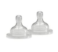 Neobaby Silicone Wide Neck Teat, Slow Flow 2 Pieces, 0 Months +