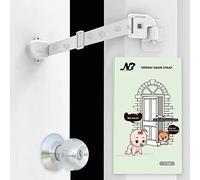 Neobay Child Proof Door Lock with Adjustable Door Strap and Latch. No Need for Interior Cat Door. Keep Toddler Out of Room with Litter Box While Let Cat in Easily.