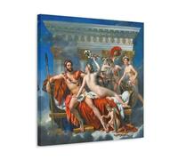 Neoclassical Art Print Jacques-Louis David 1824 Mars Being Disarmed by Venus with Mythological Scene Canvas Wall Art Decorative Bedroom Modern Home Print Picture Artworkss Frame 28x28inch(70x70cm)