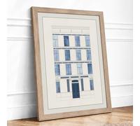 Neoclassical Townhouse Elevation Vintage Framed Wall Art Print A3 (42×29.7cm) Oak, Wall Decor for Living Room, Bedroom, Office & Home, Ready to Hang, Art Gift