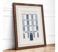 Neoclassical Townhouse Elevation Vintage Framed Wall Art Print A3 (42×29.7cm) Walnut, Wall Decor for Living Room, Bedroom, Office & Home, Ready to Hang, Art Gift
