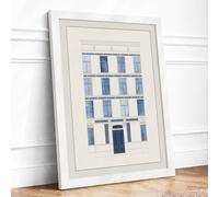 Neoclassical Townhouse Elevation Vintage Framed Wall Art Print A3 (42×29.7cm) White, Wall Decor for Living Room, Bedroom, Office & Home, Ready to Hang, Art Gift