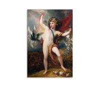 Neoclassical Wall Art Print Benjamin West's 1798 Cupid Releasing Two Doves Featuring Angelic Figure, Birds And Floral Motifs Canvas Wall Art Decorative Bedroom Modern Home Print Picture Artworkss Unfr