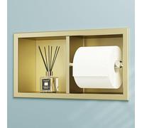 Neodrain Dual Roll Recessed Toilet Paper Holder - 304 Stainless Steel, Hidden in-Wall Design, Simple Loading and Unloading, Space-Saving for Modern Bathrooms（Gold