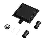 Neodrain Floor Drain Shower Stainless Steel Square Black 20 x 20 cm 2-in-1 Shower Drain with 360° Siphon, Odour Trap and Hair Filter