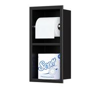 Neodrain Flush Mounted Toilet Paper Holder Stainless Steel Bathroom Accessory Cabinet with Shelf and Footrest Wall Mounted Paper Holder for Bathroom, Black