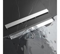 Neodrain Linear Shower Drain 80 cm Stainless Steel Floor Drain with 2 Outlets, 360° Siphon Drain Flat with Odour Stop, Hair Strainer for Bathroom