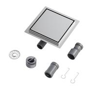 Neodrain Shower Drain 20cm Stainless Steel Square Floor Drain 2 in 1 Tile Insert with 360° Siphon, Hair Strainer and Drain Adapter