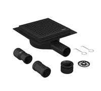 Neodrain Shower Drain 360° Siphon Stainless Steel Square Floor Drain Black 20 x 20 cm with Shower Trap, Hair Strainer for Bathroom