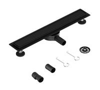 Neodrain Shower Drain 60 cm Stainless Steel Floor Drain - 360° Siphon Tile Insert Black Shower Drain Flat with Odour Stop, Hair Strainer for Bathroom