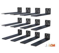 NEODROP 10 Inch Floating Shelf Brackets, Heavy Duty Hidden Bracket for Wall, Mantel, Bookshelves, Black Powder Coated Steel, 12-Pack