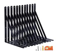 NEODROP 12-Pack 18 Inch Heavy Duty Shelf Brackets, Thicken Wall Bracket for Garage Floating Storage Shelves, Black Powder-Coated Steel