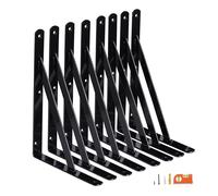 NEODROP 8-Pack 12 Inch Heavy Duty Shelf Brackets, Large Wall Bracket for Garage Kitchen Floating Shelves, Black Powder-Coated Steel