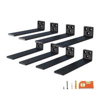 NEODROP Minimalist Floating Shelf Brackets, 12 inches, Heavy Duty Hidden Bracket for Small Shelf, Kitchen Shelf, Black Powder Coated Steel, 8 Pack