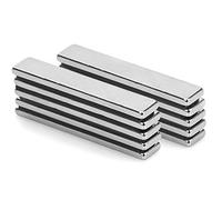 Neodymium Bar Magnets Permanent Magnets 10 Pcs Powerful Magnets with 10 Pcs Double-sided Adhesive, Rectangular Block Magnets Refrigerator Magnets, Great for DIY, Home, Craft and Office, 60 x 10 x 4mm