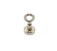 Neodymium Clamping Magnet with M4 Eyebolt for Hanging, Holding or Displaying Items - 16mm Diameter x 32mm High - 9.7kg Pull