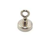 Neodymium Clamping Magnet with M5 Eyebolt for Hanging, Holding or Displaying Items - 25mm Diameter x 36mm High - 20kg Pull - Pack of 1