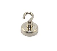Neodymium Clamping Magnet with M5 Hook for Hanging, Holding or Displaying Items - 25mm Diameter x 36mm High - 20kg Pull - Pack of 1