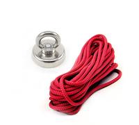 Neodymium Clamping Magnet with M8 Eyebolt and 10 Metre Rope for Treasure Hunting, Recovery, Retrieval and Magnet Fishing - 48mm dia - 90kg Pull