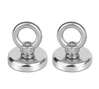 Neodymium Fishing Magnets 2 Pack, 80KG Pulling Force Strong Round Rare Earth Magnet N52 with Countersunk Hole Eyebolt for Magnetic Fishing, River, Salvage, Treasure Hunting, 48mm Diameter