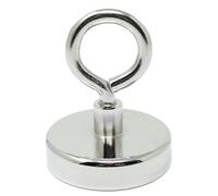 Neodymium Machine Lathed Clamping Magnet with M10 Eyebolt for Holding, Hanging and Displaying Items - 75mm dia - 200kg Pull