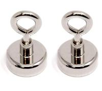 Neodymium Machine Lathed Clamping Magnet with M4 Eyebolt for Holding, Hanging and Displaying Items - 20mm dia - Pack of 2