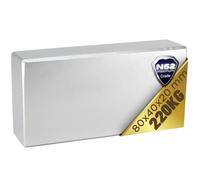 Neodymium Magnet N52 80 mm x 40 mm x 20 mm - Extra Strong Super Magnets Cuboid Large - Neodymium Magnets 220 kg Power Block Plate
