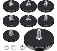 Neodymium Magnet Rubber Coated Mounting Magnets Small Scratch Safe Black Stud Magnet Painted Surface Waterproof Magnets M6 Threaded Magnet with Bolts Nuts for Lighting Camera Tools(8 Packs,1.69 Inch)