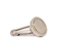 Neodymium Pot Magnet with Carabiner for Holding Signage, Tools and Ropes - 32mm Dia - Pack of 1