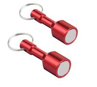 Neodymium Red Testing Magnet Keychain, Red, 1.7 x 4.3 cm, 13.5 kg Pull Force, 2-Pack