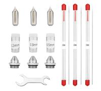 NEOECO 18 Pieces Airbrush Nozzle Cap Kit Airbrush Needle Replacement Parts with Wrench and Airbrush Cleaning Kit Replacement Part for NEOECO SJ83 Airbrush Sprayer Accessories, 0.2/0.3/0.5 mm