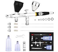 NEOECO SJ83 Airbrush, Self-Centring Plug-in Nozzle, 0.2, 0.3 & 0.5mm Nozzle Sets and oz Cup, Dual-Action Gravity Feed Airbrush with 2/3 oz and 4/3 oz Replacement Cups (Black)