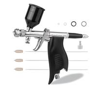 NEOECO Transformer SJ85 Dual-Action Airbrush Kit, Patented 1-Sec Quick-Shift Fan & Round Spray, Ergonomic Grip, 0.3/0.5/0.8mm Sets for Model Painting, Miniatures, Nail Art, Barber, Crafts