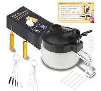 NEOECO Universal Airbrush Cleaning Pot Jar with Airbrush Wipe, 33 pcs Cleaning Solution kit - Glass Clean Pot, Airbrush Wipe, Q-tip, Cleaning Needle, Cleaning Brushe, Wash Needle & How to Link Card